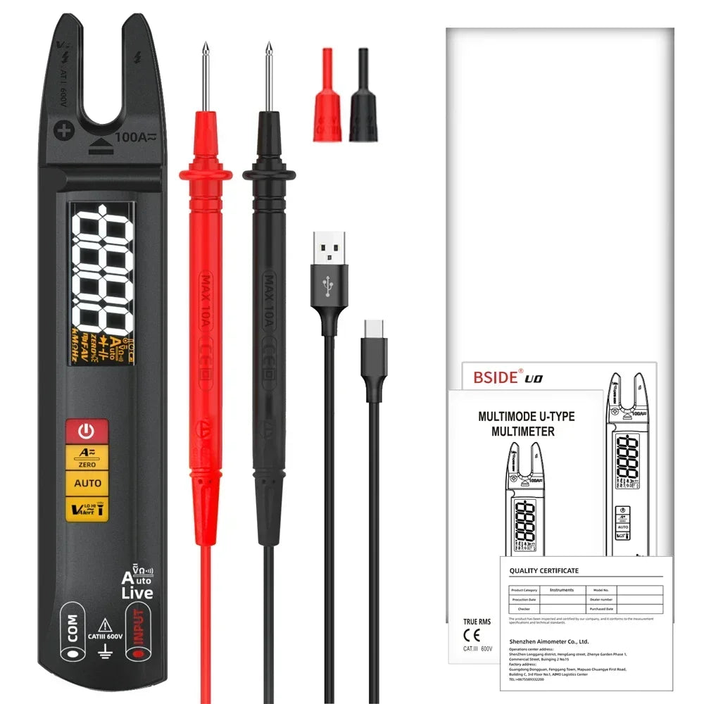 BSIDE U0 Digital Clamp Meter Fork DC AC 100A Smart Ammeter Pliers T-RMS Current Auto detail image 7