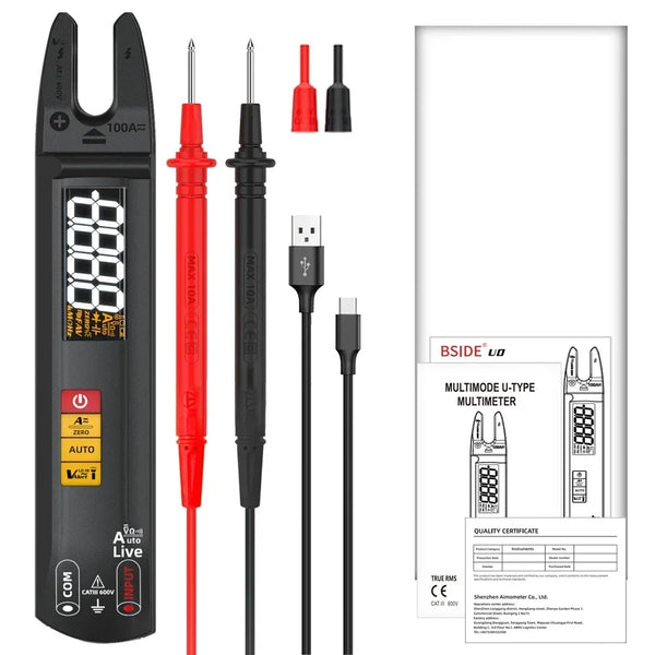 BSIDE U0 Digital Clamp Meter Fork DC AC 100A Smart Ammeter Pliers T-RMS Current Auto detail image 7