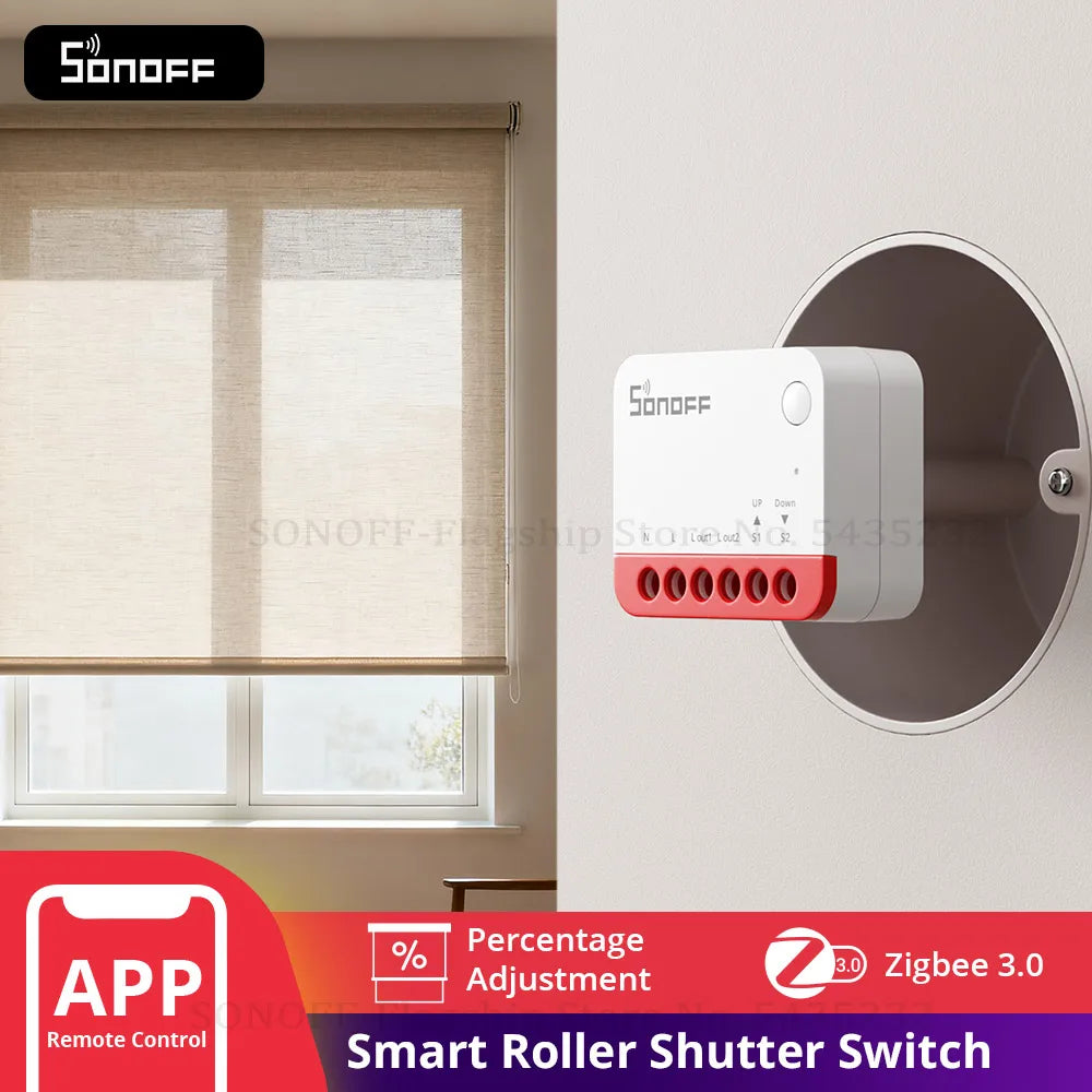 SONOFF MINI-ZBRBS Zigbee Smart Roller Shutter Switch Zigbee Local Scene Signal Booster Transform Curtains EWeLink Via ZigBee Hub