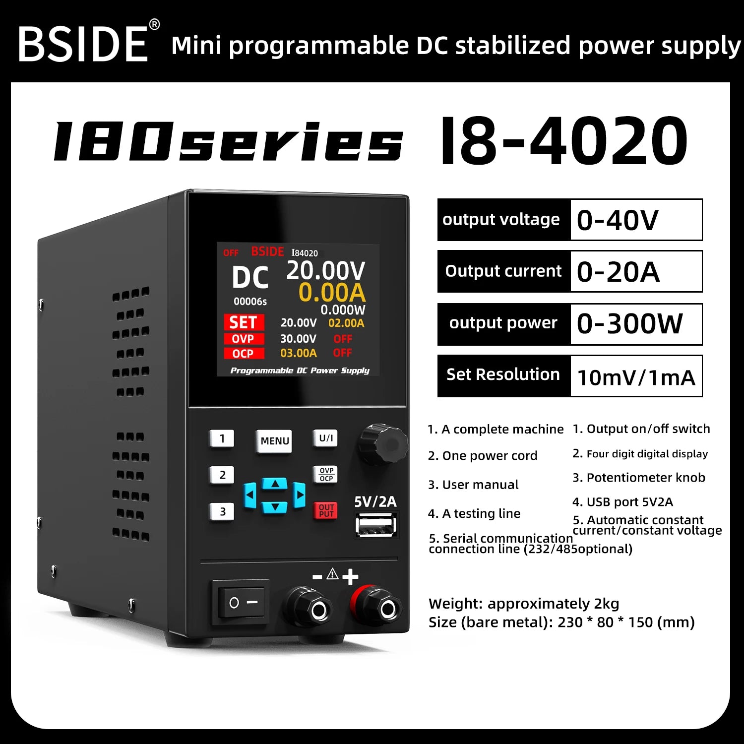 BSIDE I8 DC Laboratory Regulated Power Supply Programmable 30V 10A Adjustable Bench Switch detail image 9
