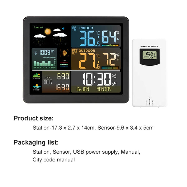 FJ3566M Smart Weather Station Indoor and Outdoor Temperature & Humidity Meter Weather Clock detail image 2