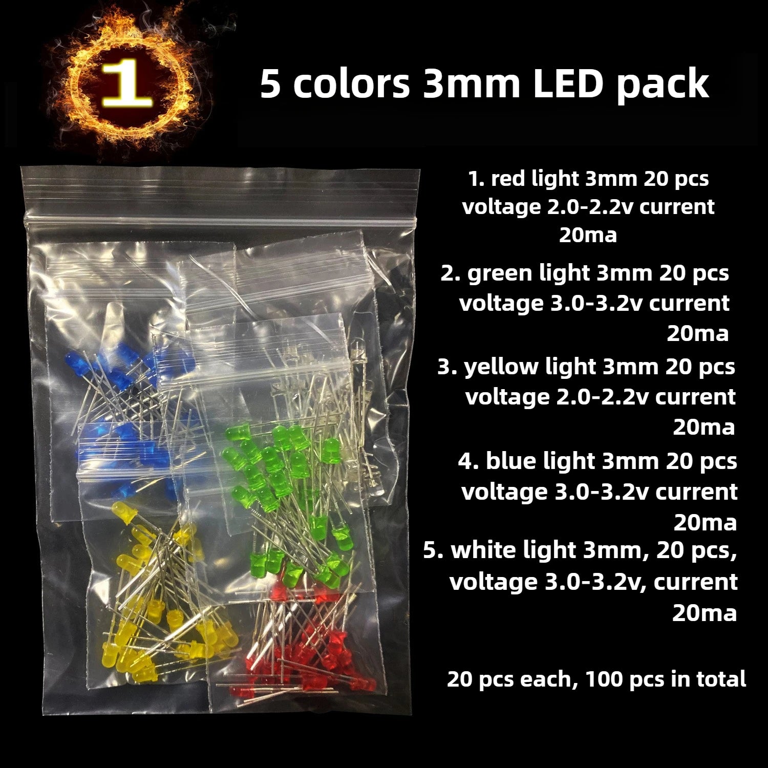 1500Pcs Electronic Components Starter Kit Resistor Capacitor LED Diode Transistor Assortment detail image 7