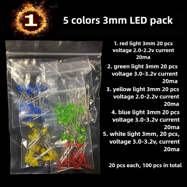 1500Pcs Electronic Components Starter Kit Resistor Capacitor LED Diode Transistor Assortment detail image 7