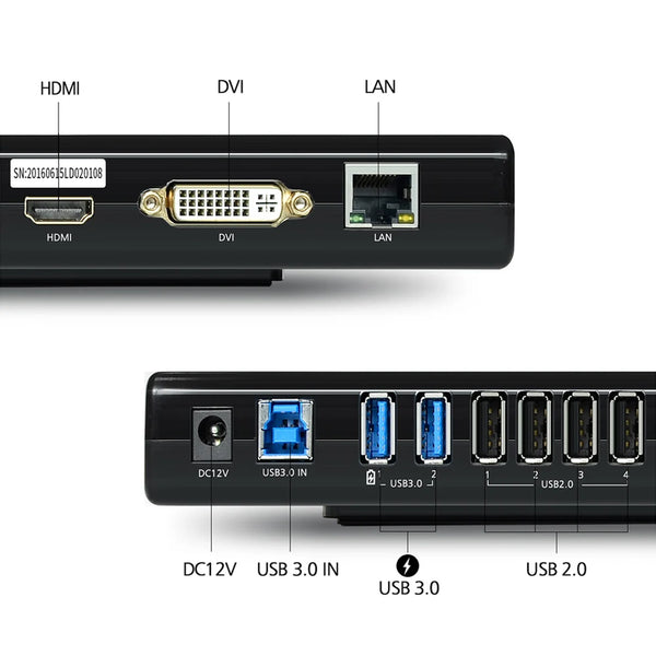 Wavlink USB 3.0 Universal Displaylink Docking Station Support Dual 2K@60Hz HDMI/DVI External detail image 5