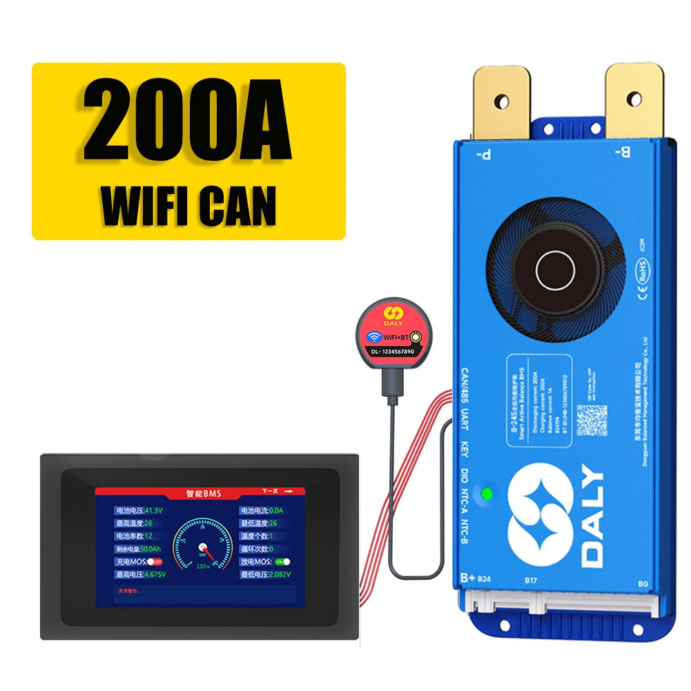 Daly BMS WiFi Active BMS 250 amperios for Lifepo4 4S 8S 24S 100A 150A 200A 500A Active detail image 16
