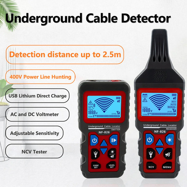 NOYAFA NF-826 High Voltage Wire Tracker Portable Telephone Cable Locator Underground Pipe Detector Profes product image