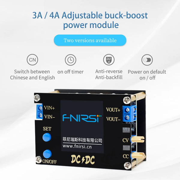 FNIRSI Automatic DC Boost/Down Converter Power Supply Module CC CV 0.5-30V 3A 35W/4A 50W Adjustable Power product image