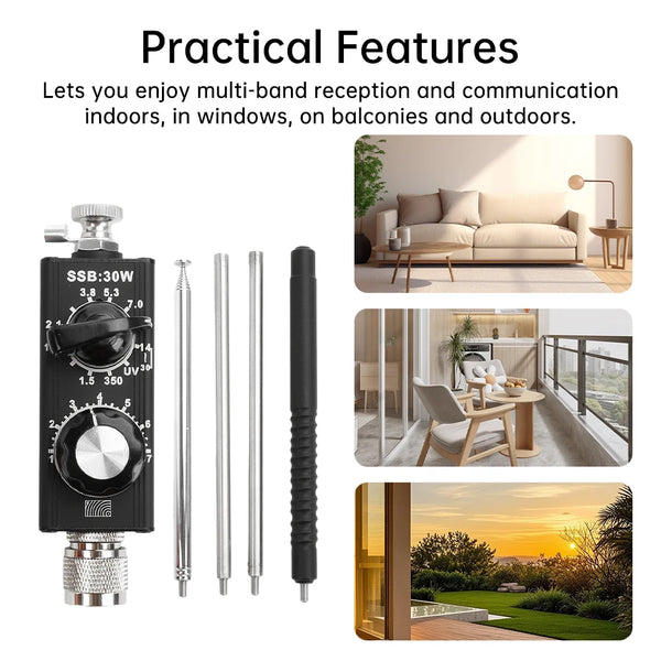 Mini ANT 30W QRP Shortwave Antenna 1.8MHz-30MHz VHF UHF Full Band DIY Tuned Antenna Kit for Transmitter Receiver