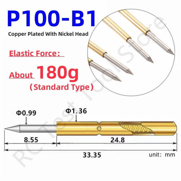 20/100PCS Spring Test Pin P156-B P125-B P100-B P160-B PL75-B PM75-B P75-B PL50-B P50-B P100-B1 P75-B1 P50-B1 Test Probe Pogo Pin