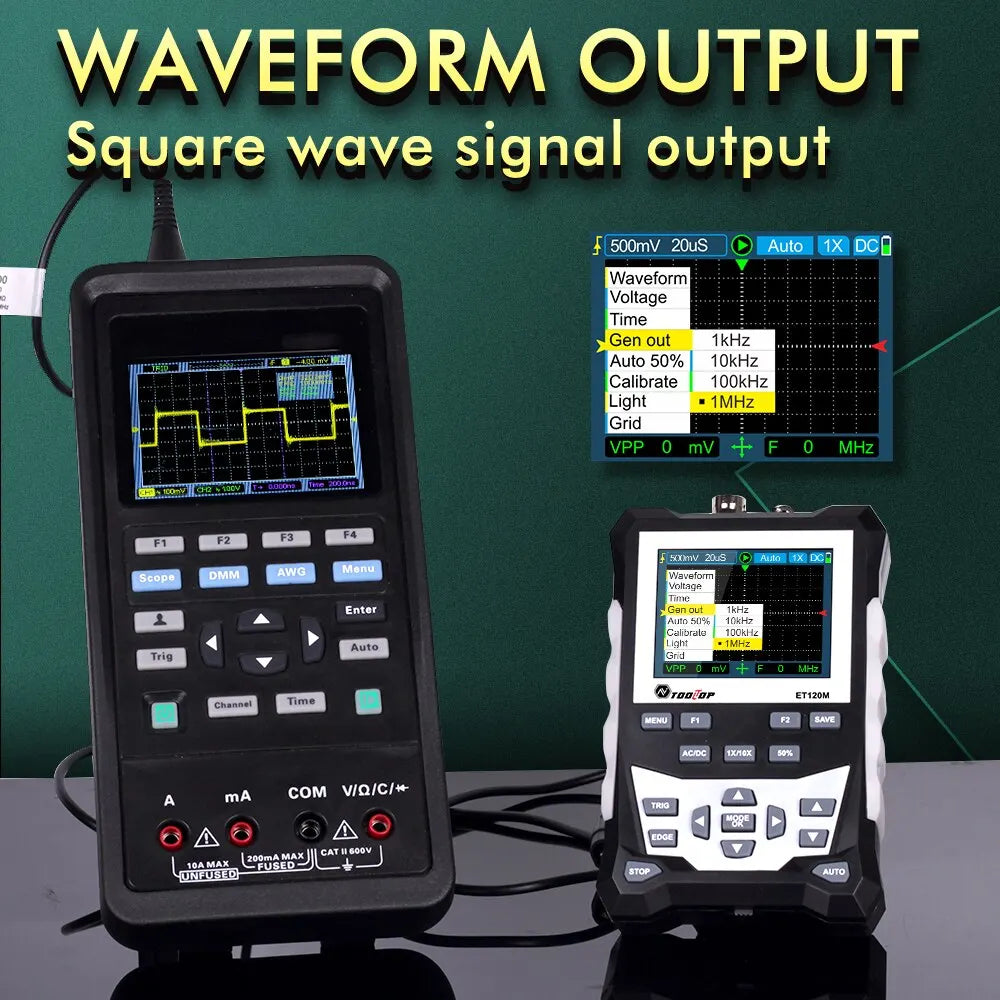 TOOLTOP ET120M Handheld Digital Oscilloscope 1Mhz Square Wave Signal Output Auto detail image 3