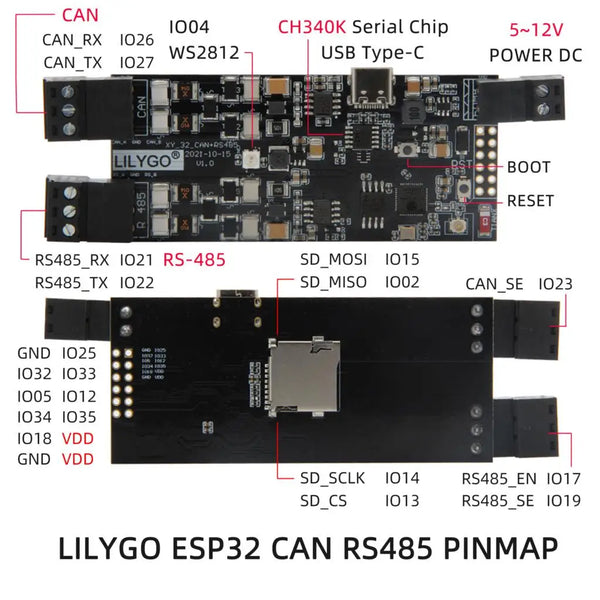 T-CAN485 ESP32 pode RS-485 suporta cart o tf wifi bluetooth iot engenheiro m dulo de detail image 6