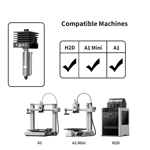 For Bambu Lab P2S Upgraded Hotend 0.2/0.4/0.6/0.8mm Hardened steel nozzle Replace Hot End Bambulab H2D H2S 3D Printer Print Head