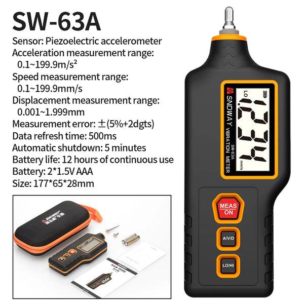 SNDWAY Vibration Analyzer Digital Vibration Meter Device Probe Analizador De Vibraciones detail image 7