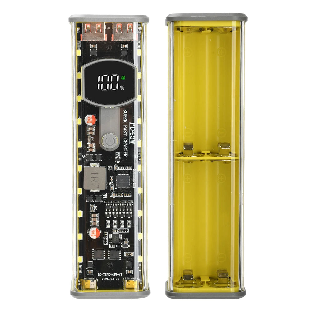 8*18650 Battery Case PD 45W Super Fast Charging Transparent Rechargeable Case Weldless Box detail image 8