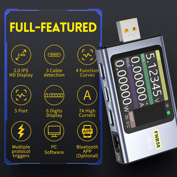 FNIRSI FNB58 Digital USB Voltmeter Ammeter Tester product image