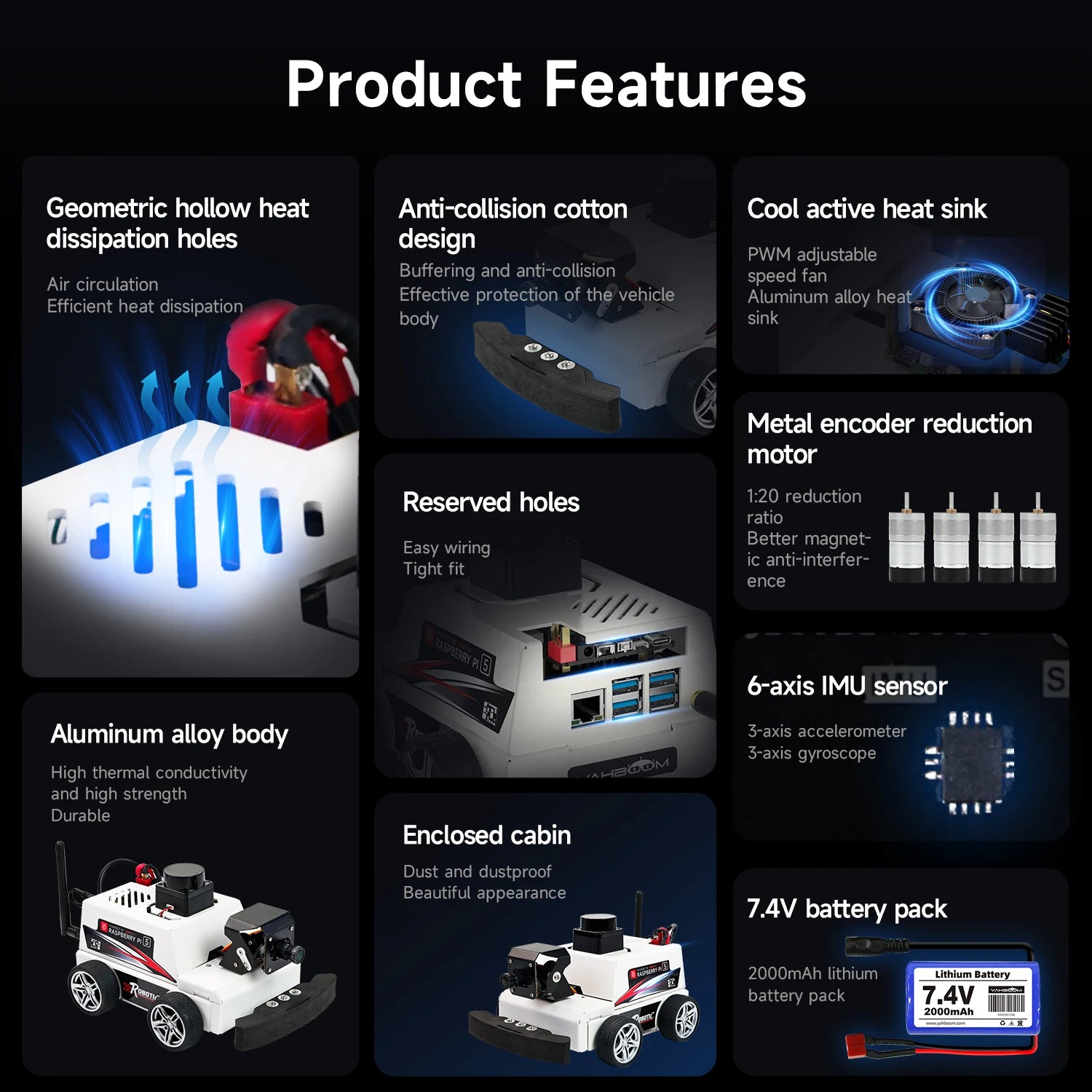 Raspberry Pi 5 ROS2 Robot Car Kit With TOF Lidar Support AI Visual Recognition SLAM Mapping detail image 2