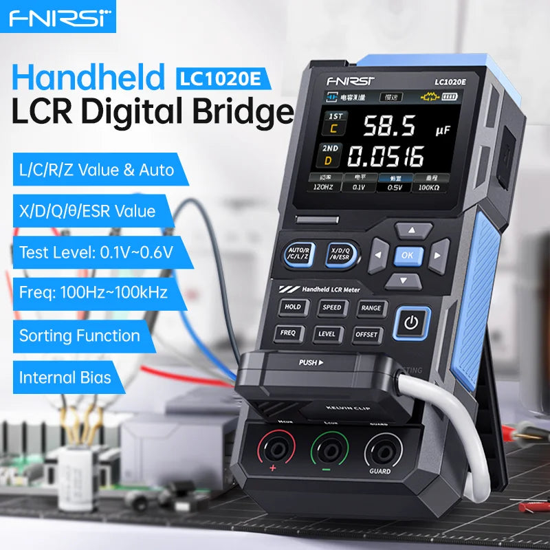 FNIRSI LC1020E Handheld Digital Bridge LCR Meter Auto-Ranging Inductance, Capacitance, Resistance Measure product image