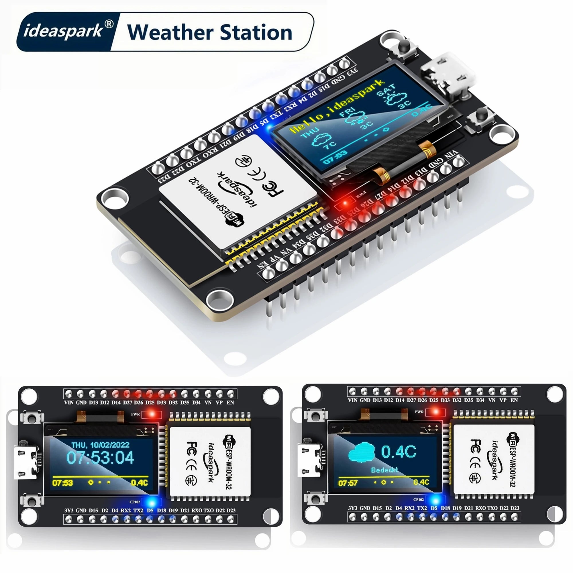 ESP32 Weather Station Weather Instrument Kit WiFi+BT Integrated 0.96'' OLED DHT-11 BMP-180 detail image 3