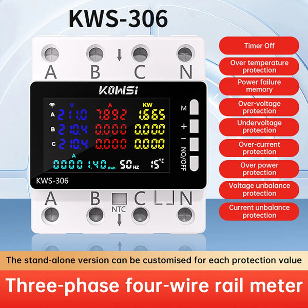 KWS-306 Voltmeter Ammeter Power Meter AC 85-290V 80A 3-phase 4-wire DIN-Rail Meter Power detail image 7