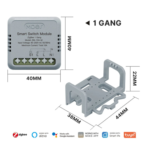 MOES Tuya Mini WiFi/Zigbee Smart Switch/Dimmer Module DIY Module Light Switch 1/2 Gang detail image 11