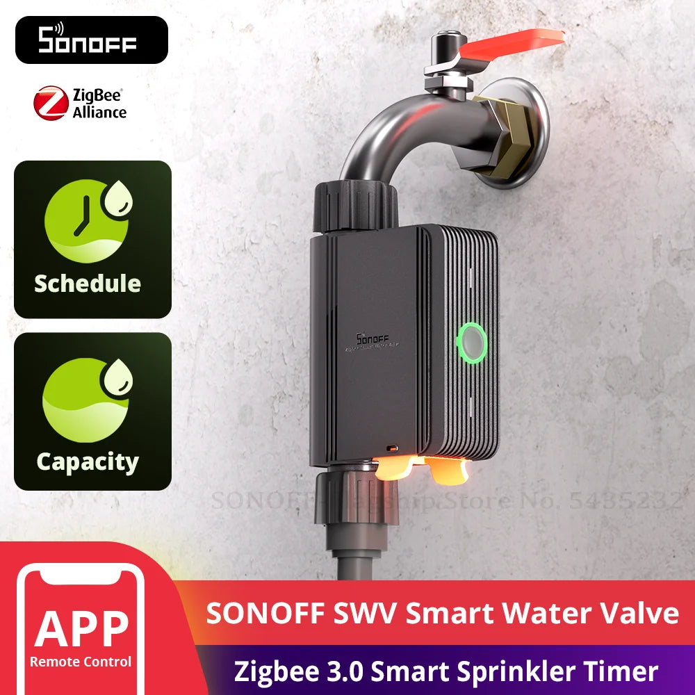 SONOFF SWV Zigbee 3.0 Smart Water Valve IP55 Sprinkler Controller Home Automate Irrigation Compatible with EWeLink Alexa Google