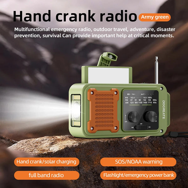 DC 5V 2A 7-in-1 87-108MHZ Multi-Function Emergency Radio: AM/FM/WB Full-Band Portable Radio detail image 2