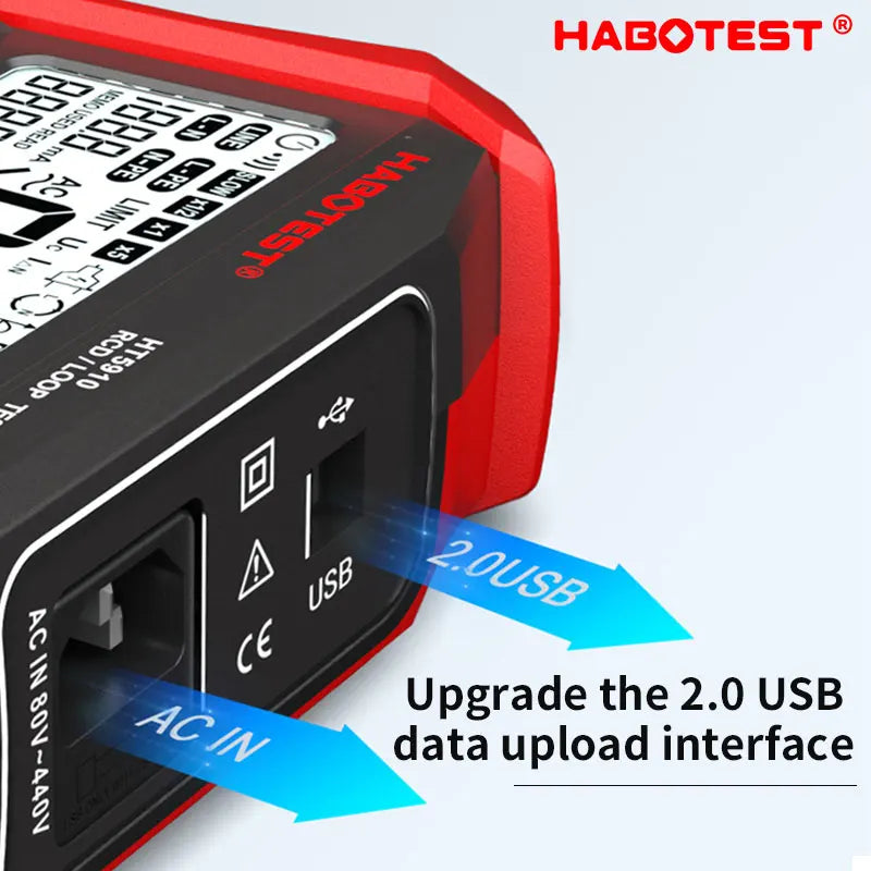 HABOTEST HT5910 Leakage Switch Tester LCD Digital Resistance Meter RCD/Loop Tester 1000 Data detail image 3