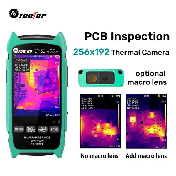 TOOLTOP ET15C High Precision 256x192 Thermal Imager -20℃~+550℃  Macro Lens Optional Automotive Electrical Thermal Imaging Camera