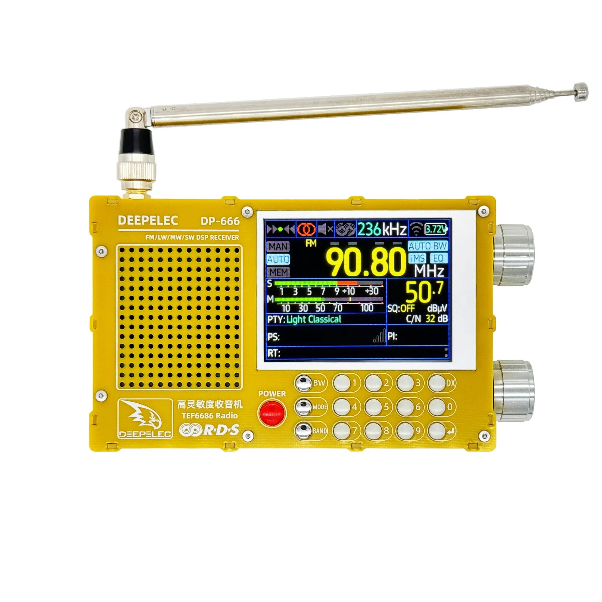 DP-666 DEEPELEC TEF6686 Radio Full Band FM AM LW MW SW Kurzwellen ESP32 RDS 2,8 Zoll IPS LCD