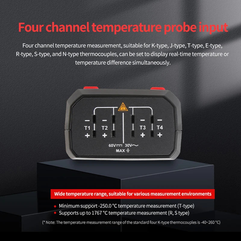 UNI-T 4 Channel Digital Thermometer UT325F J/T/E/R/S/N/K Type Thermocouple Temperature Meter detail image 2