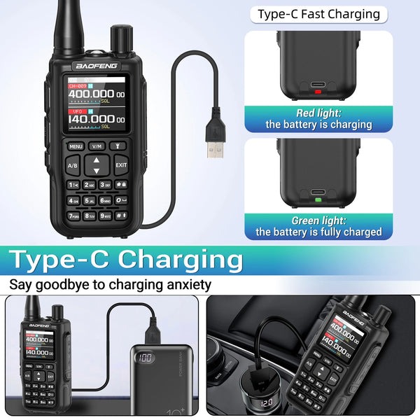 BAOFENG MINI 5 Walkie Talkie Multi Band Bluetooth Programming Dual PTT 2200mAh Copy Frequency New Upgrade UV 5R Mini Ham Radio