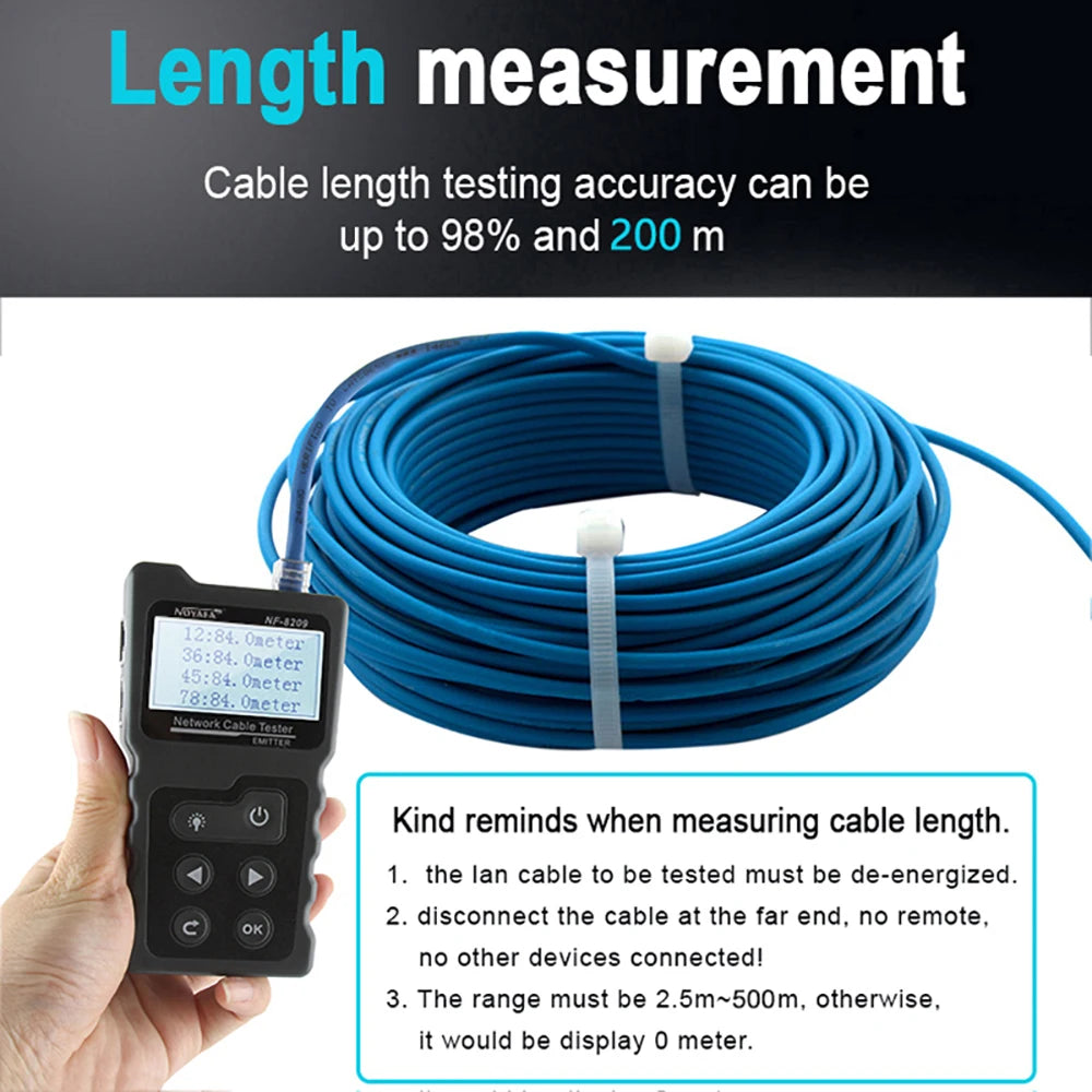 NOYAFA NF-8209 Cable Tester Measure Length Lan POE Scan Test LCD Display Wire Checker Cable detail image 3