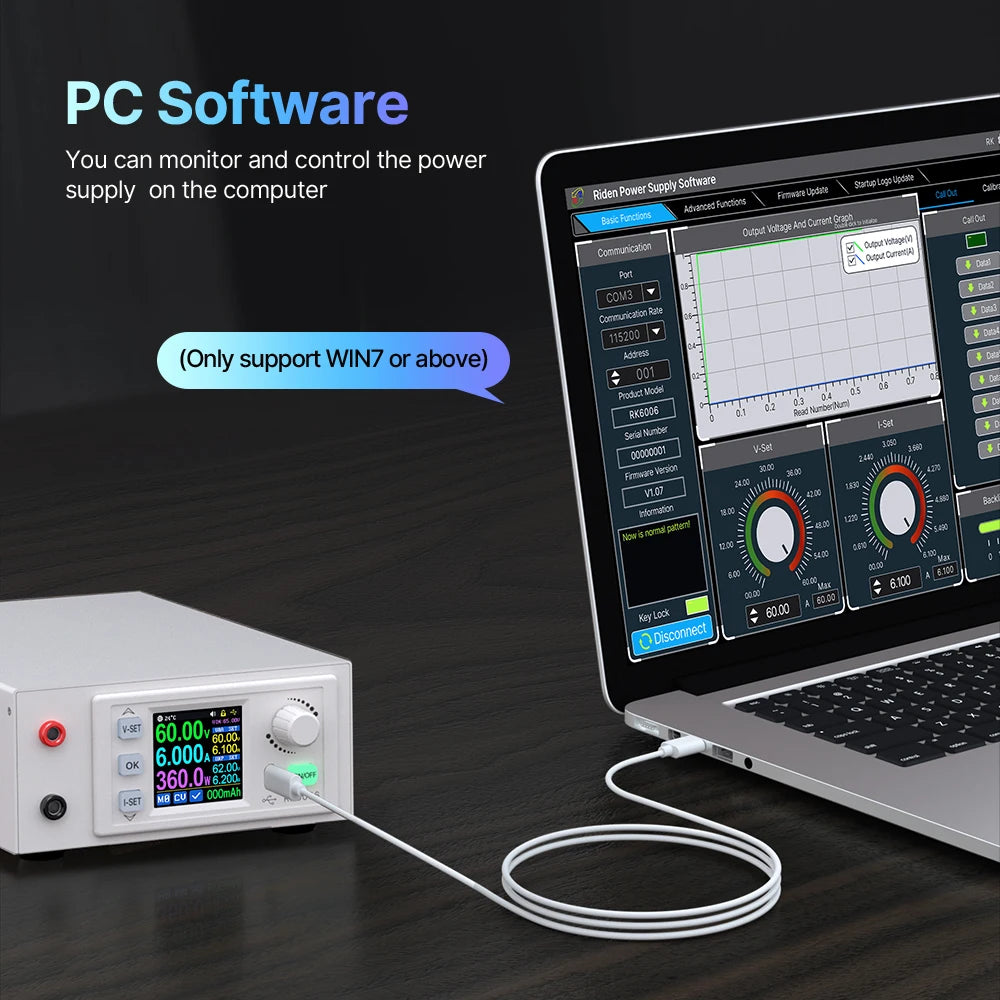 RD RK6006-C 60V 6A 4 digit AC to DC Adjustable digital control Stabilized Lab Bench Power detail image 2