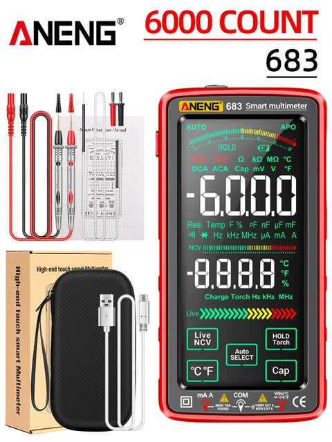 ANENG 683 Smart Multimeter Rechargeable High-end Touch 6000 Counts Multimetro Test Multitester AC/DC Voltage Tester Current Tool