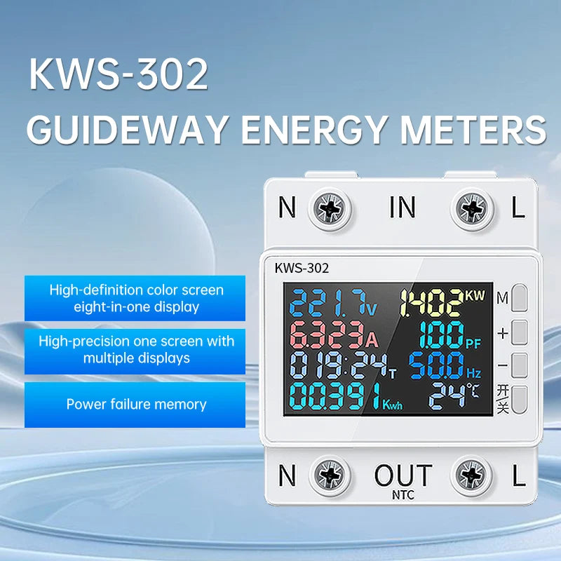 KWS-302WF Guide Rails Digital Voltmeter Ammeter Voltage Tester Meter 63A AC170-300V detail image 8