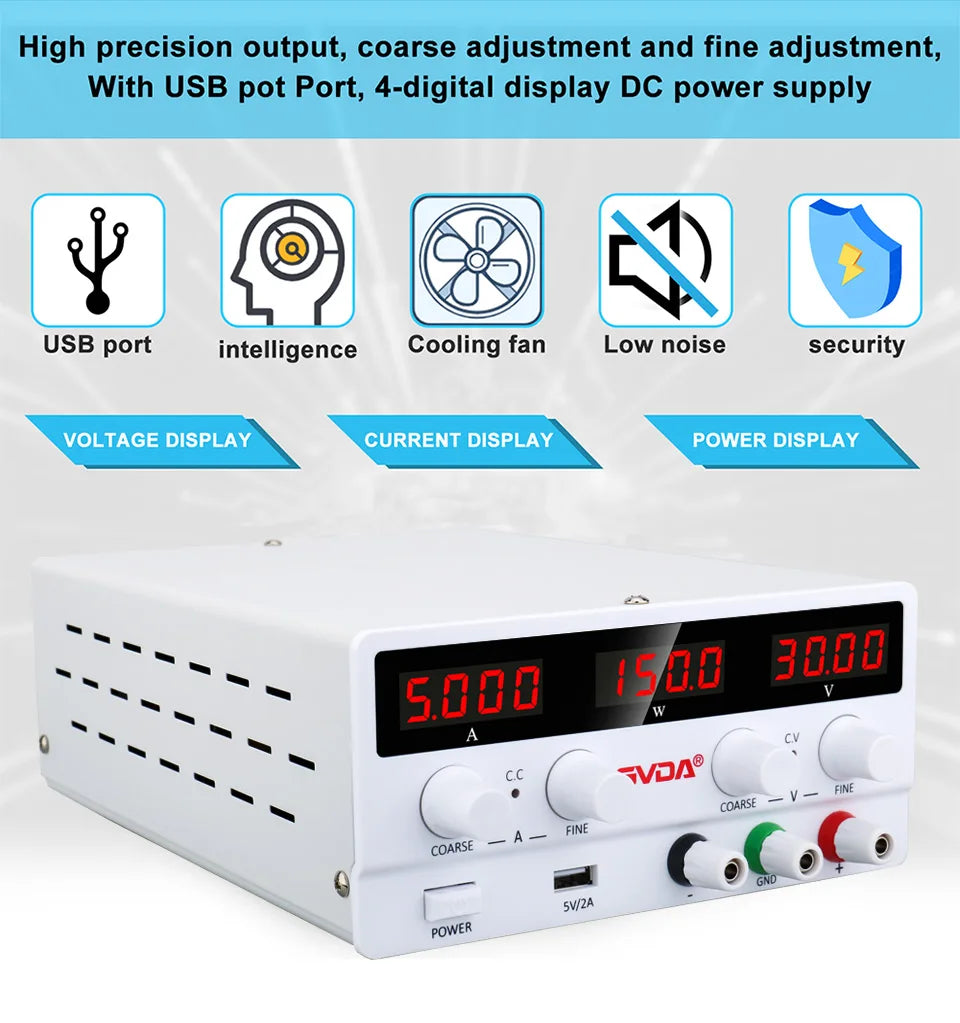 GVDA Adjustable DC Power Supply 30V 10A Lab Power Supply 300W Voltage Regulator Stabilizer detail image 4
