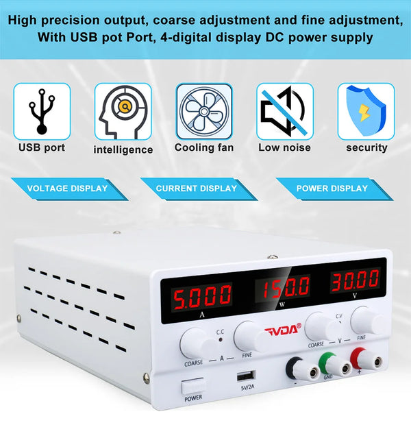 GVDA Adjustable DC Power Supply 30V 10A Lab Power Supply 300W Voltage Regulator Stabilizer detail image 4
