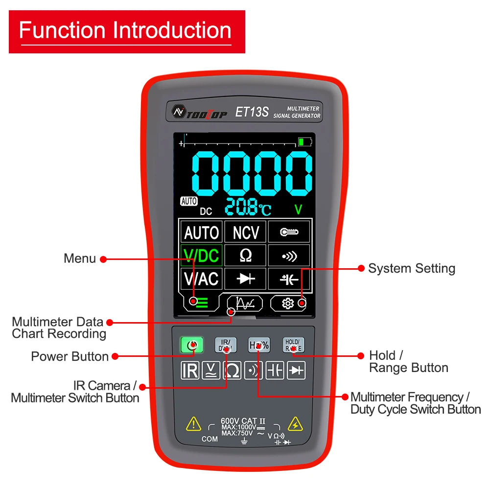 ET13S 2in1 Thermal Imager Multimeter 10000 Counts Counts 2.8-inch Touchscreen -20 to 550 detail image 3