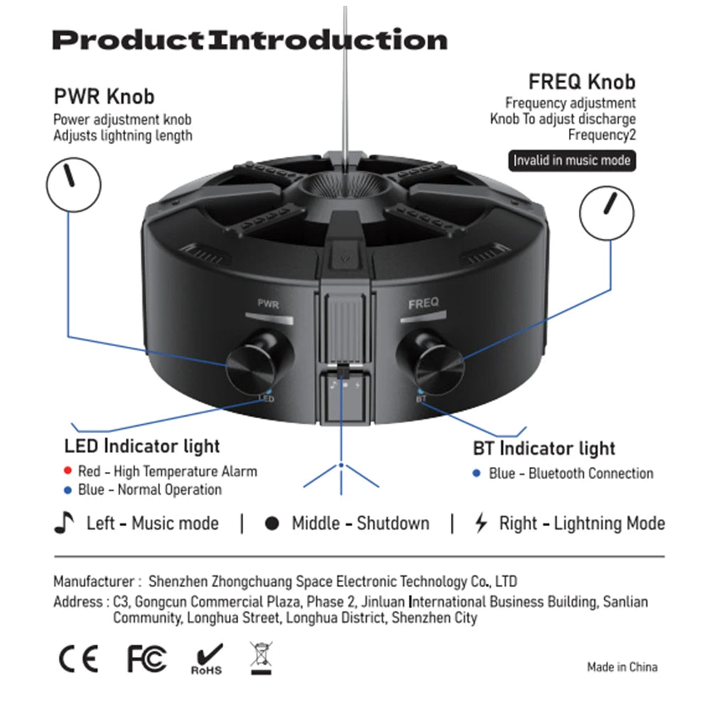 Tesla Coil Bluetooth Music Box Arc Generator Artificial Lightning Touchable Teaching detail image 5