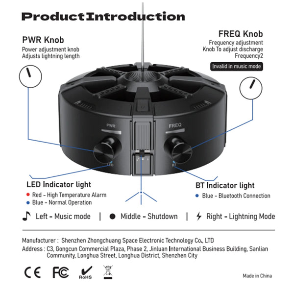 Tesla Coil Bluetooth Music Box Arc Generator Artificial Lightning Touchable Teaching detail image 5