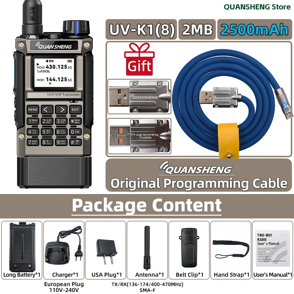 Quansheng UV K1 8 Mini Kong Walkie Talkie Wireless Set Hunting Camping Long Range Ham Communication Radio K5 K6 Walkier Talkie