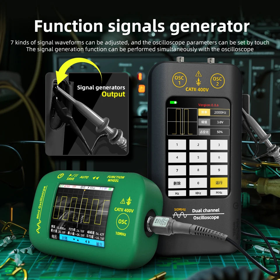 BSIDE New Touch Screen Digital Oscilloscope+Signal Generator Dual Channel 50MHz Automatic detail image 5