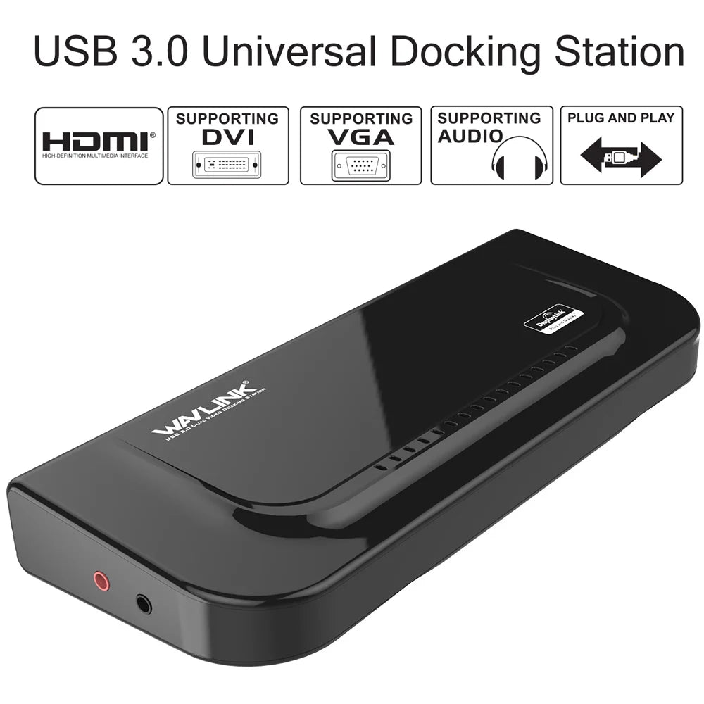 Wavlink USB 3.0 Universal Displaylink Docking Station Support Dual 2K@60Hz HDMI/DVI External detail image 3