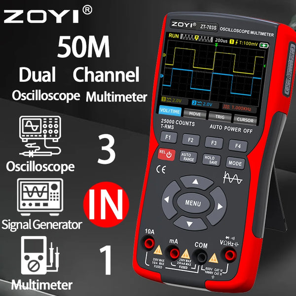 Multi-instrument dual-channel oscilloscope ZT-703S multi-function multimeter signal generator three-in-on product image