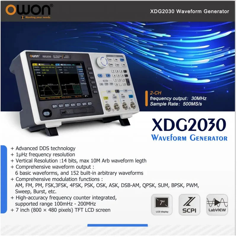 OWON XDG2030 Arbitrary Waveform Generator 30mhz Frequency Output 14 Bit Vertical Resolution detail image 8