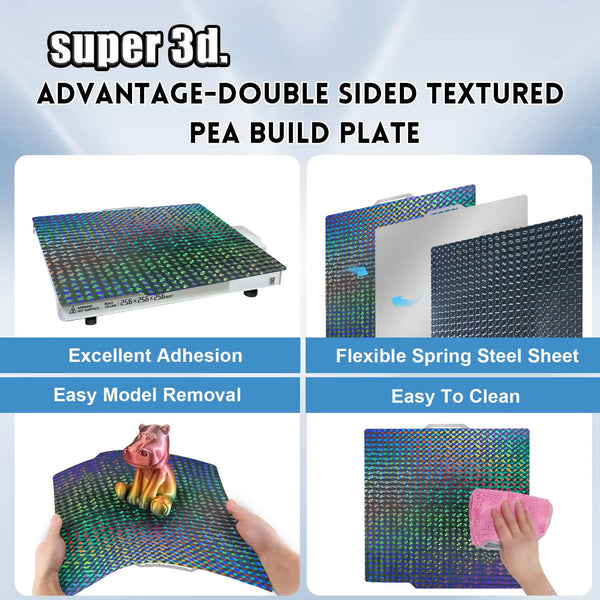 P2S PEO Bambu X1 P1 A1 Build Plate 257x257 PEI Bed Plate Double Side Smooth Texture Spring Steel Sheet For Bambu Lab P1S Heatbed