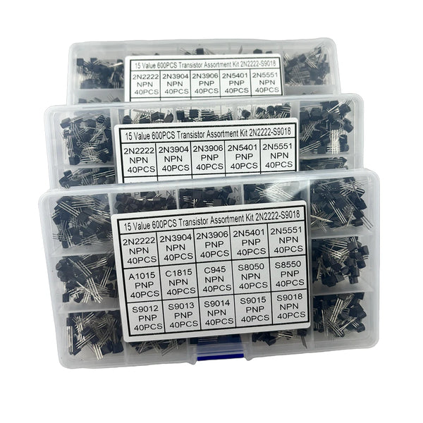 600pcs Transistor Kit A1015 C1815 C945 S8050 S8850 2N2222 2N3904 2N3906 2N5401 2N5551 PNP detail image 3