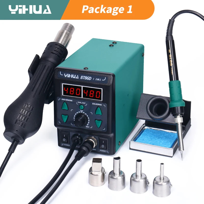 YIHUA 8786D Soldering Iron Hot Air Soldering Station DIY Digital Rework Station Phone Repair detail image 8