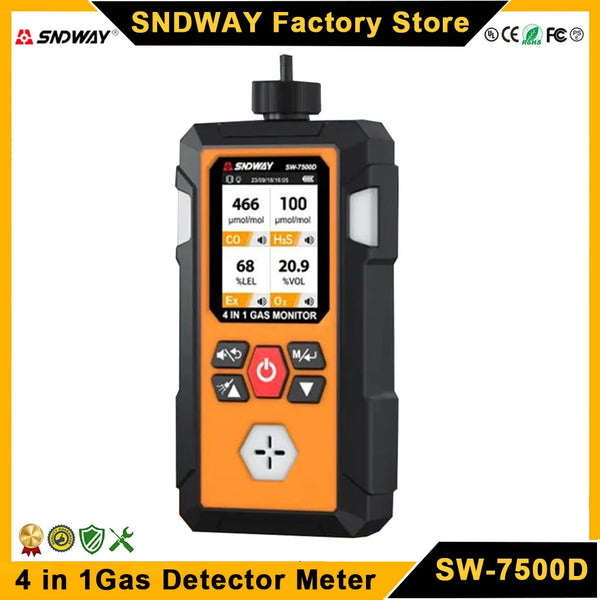 SNDWAY SW-7500D Gas Detector O2 Ex H2S CO Professional Oxygen Combustible Gas Hydrogen Sulfide Carbon Mon product image