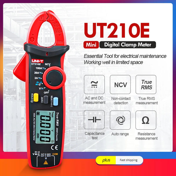 UNI-T UT210E UT210D Digital Clamp Meter True RMS AC DC Current Pliers Ammeter Voltage Tester detail image 2